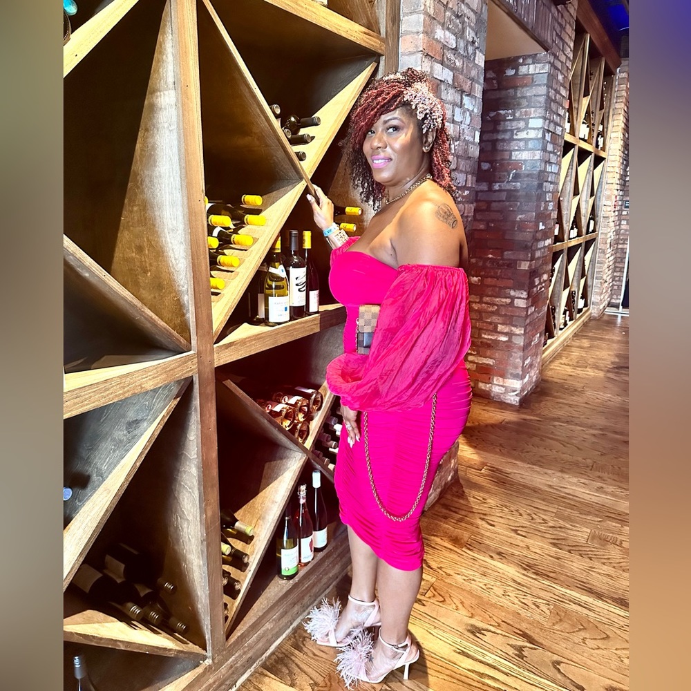 Fuschia Pink off the shoulder Dress-Worn 1x